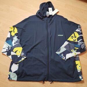 NWT Adidas Farm Rio Track Jacket Zip Hoodie Navy Blue Stretch Women's Size XL